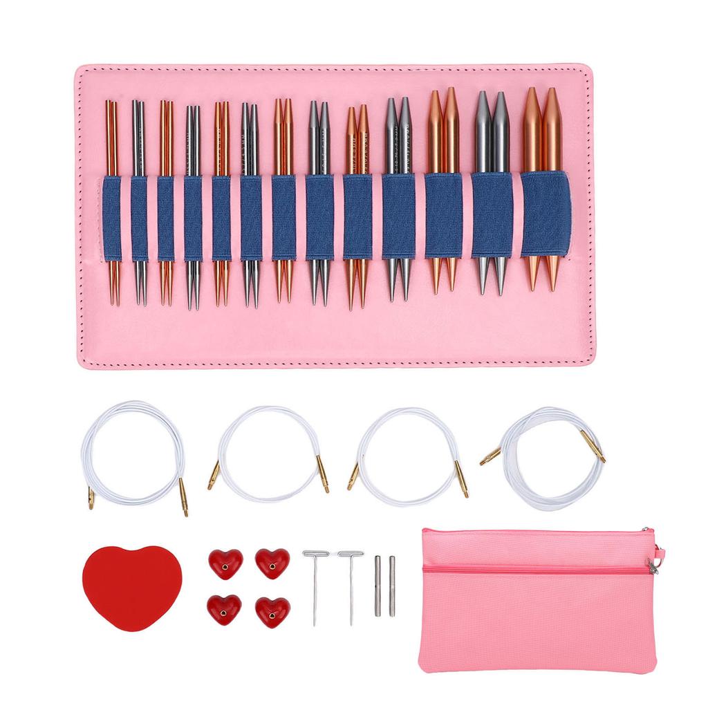 13 пар круговых спиц и 4 тросика 10 см двухцветный съемный алюминиевый набор для вязания шарфов