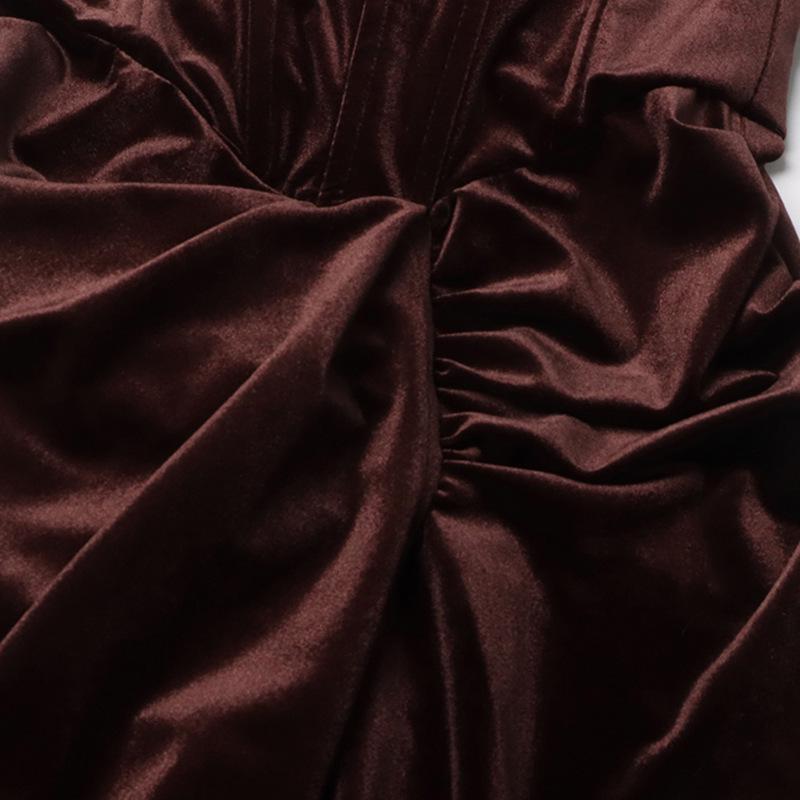 Платье из двух частей из искусственного бархата с переплетением: Весна 2025 г. Утягивающий длинный рукав для женщин