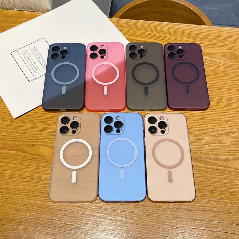Однотонный матовый прозрачный магнитный чехол для iPhone 16 Pro Max 15 Pro 14 Plus 13 12 11 PC защитный чехол для линзы телефона