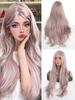 Женский ежедневный косплей вечеринка музыкальный фестиваль микро рулон серый розовый 28 дюймов отпуск длинные волосы с использованием натурального мягкого синтетического вьющегося парика