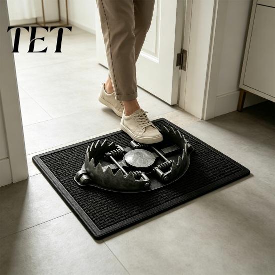 Unique Home Floor Carpet 3D Illusion Door Mat, Trick Trap Optical Entrance Rug, Gin Funny Seasonal Party Prop Pattern, Non-slip Mat for Porch
