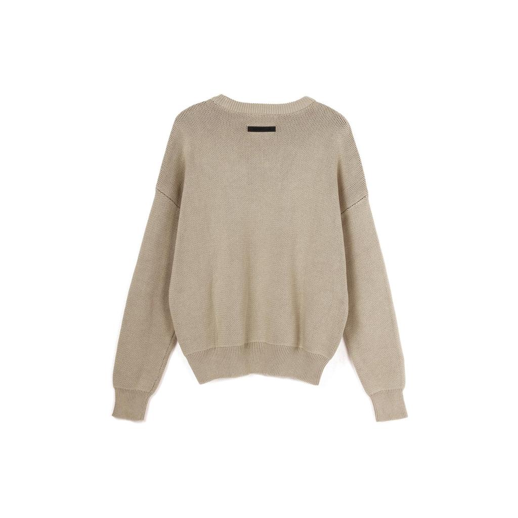 Fear of God Essentials FW21 Knit Pullover With Jacquard Logo Men Sweater Beige Linen FOG-FW21-109