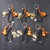 Chinese Zodiac Animal Year Symbol Peach Wood Keychain Alloy Key Ring Bag Decor