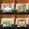 KKeroro GGunsou Frog Funny Pillow Case Antidustmite Pillowcase Invisible Zipper Silky Short Plush Sofa Cushion Cover