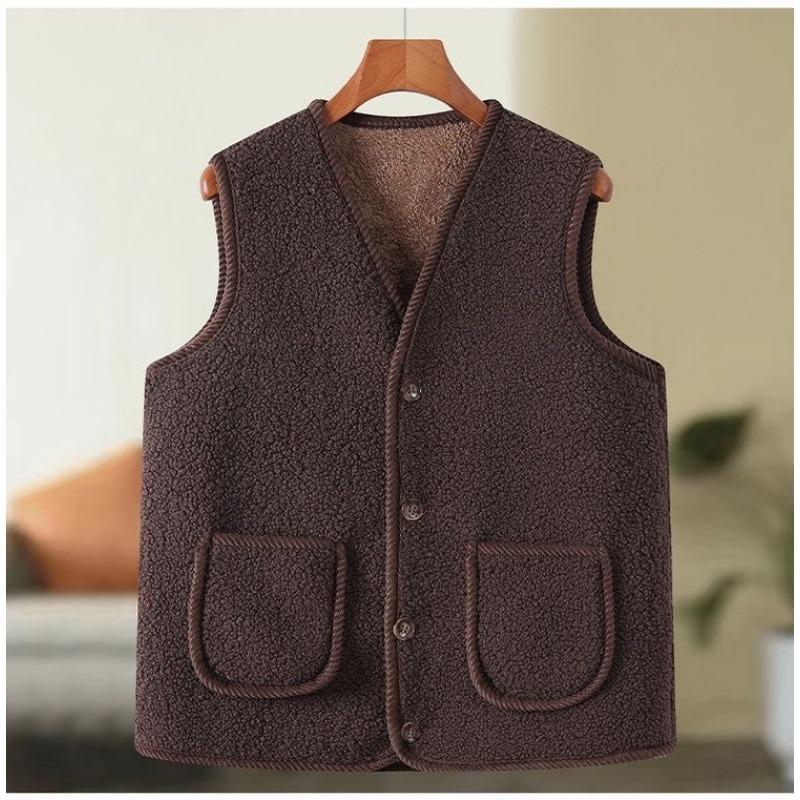 Lamb Hair Vest Female Mother Autumn and Winter with Thick Velvet Vest Casual Sherpa Gilet