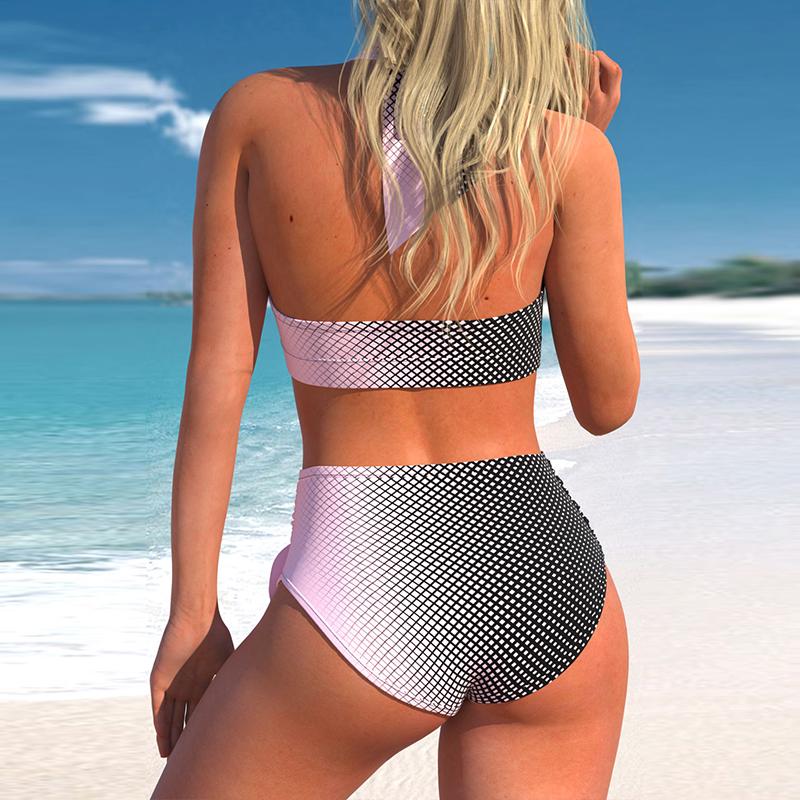 Plus Size Women Sexy High Waist Bikini Two Piece Bandeau Bikinis Hot Set 2024 Swimsuits Push Up Swimwear Women Beach Bathing Suit Biquini