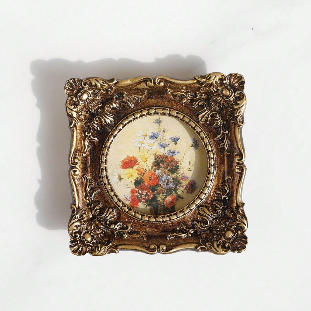 Square Mini Freestanding Photo Frame, Vintage Style Resin Photo Frame, Combination Wall Decor for Gallery Wall Gifts Birthday Graduation