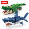 Ocean Marine Fish 3in1 Animals Shark Tiger Owl Crocodile Model Set Building Blocks Diy Children Assemble Toy for Kid Gift