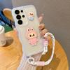 Подходит для Samsung S25 Ultra Мультяшный Милый S24plus со Встроенным Отверстием для Шнурка Большой Волнистый Чехол для Мобильного Телефона
