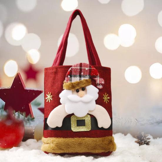Рождественский подарок Сумочка Портативная ручка Мультфильм 3D Санта-Снеговик Лось Медведь Прочная ткань Многоразовая продуктовая конфета Вечеринка Подарочная сумка