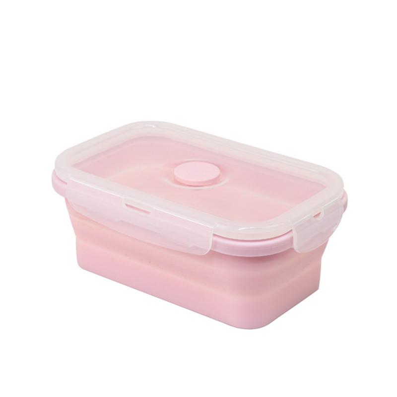 Silicone Lunch Box, Collapsible Folding Food Storage Container with Lids, Kitchen Microwave Freezer and Dishwasher Safe Kids
