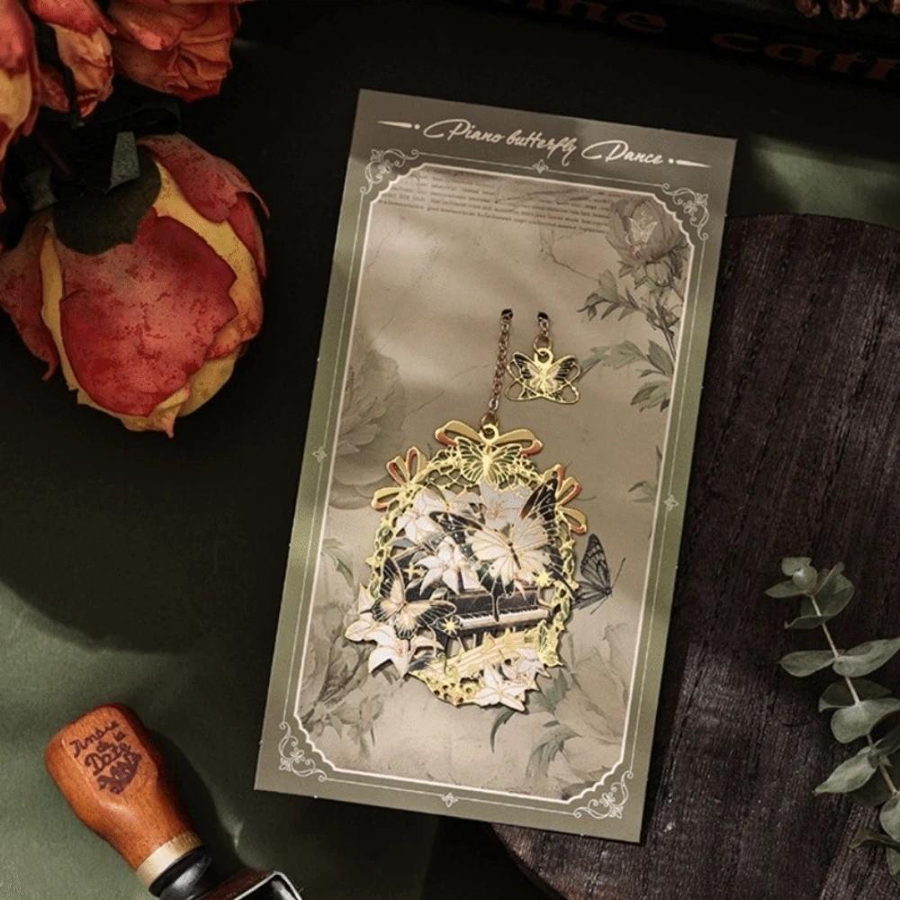 New Retro Style Metal Bookmark Flowers & Butterfly Thin Hollow Book Mark Pendant Style Book Reading Clip Book Lover Gift