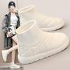 Women's Boots 2024 Winter Solid Color Snow BootsHeight Increasing Anti Slip Waterproof Casual Fashion Plush Warm Cotton Shoes