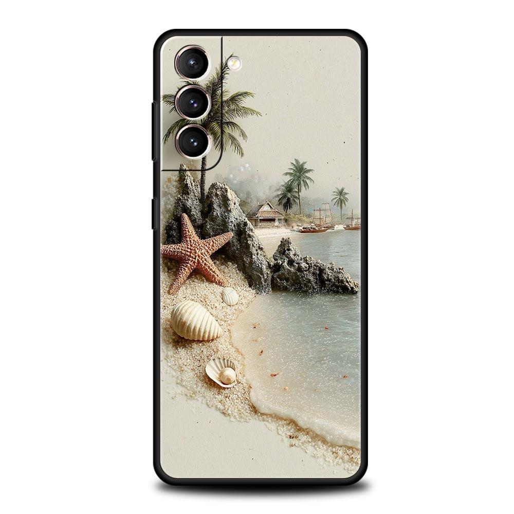 Чехол для телефона с узором «Морские ракушки и водоросли» для Samsung Galaxy S26 S25 S24 S23 S22 S20 S21 FE Ultra S25 Edge Plus Мягкий ТПУ