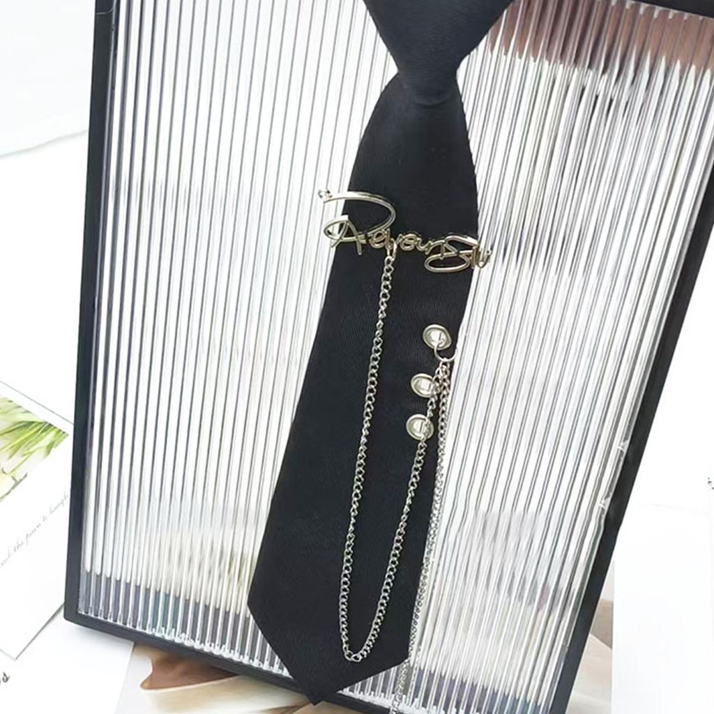 Japanese Shirt Tie for Nightclub Tassels Chain Tie Knotfree School Event Suit Tie for Stage Performances Punk Neckpiece