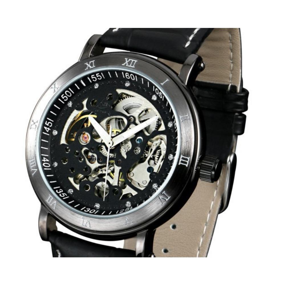 New Men's Mechanical Skin with Riveted Buckle Fashion Men's Bronze Watch