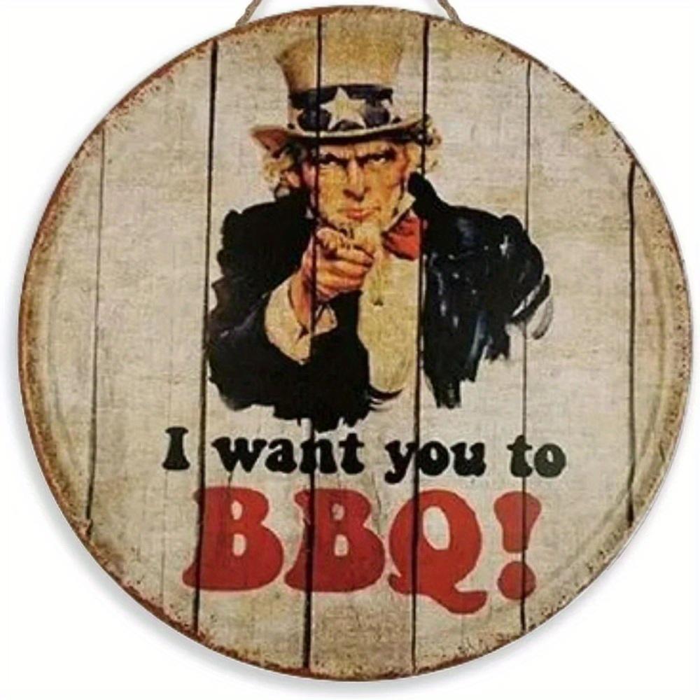 1 шт. 2d плоский круглый деревянный знак для зоны барбекю - 20 см, декоративная доска для вечеринки на открытом воздухе в стиле ретро с изображением папы-барбекю, слоган с правилами барбекю в стиле ретро, украшение для дома и гаража
