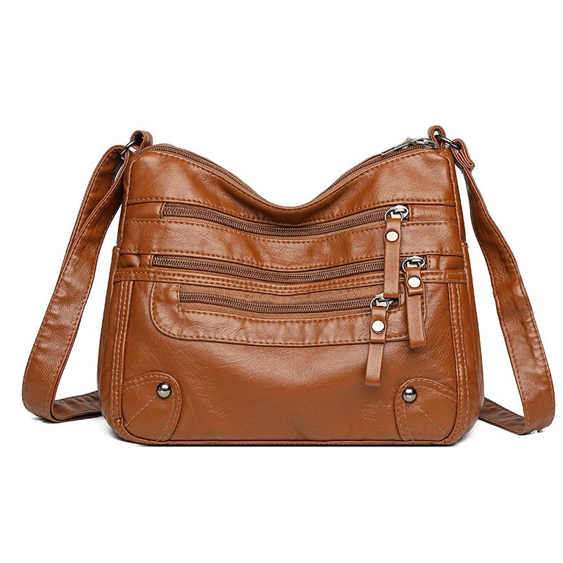 Женская сумка с несколькими карманами, мягкая кожаная сумка через плечо для мам среднего возраста