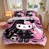 3pcs Hello Kitty Gothic Halloween Printed Quilt Set - Includes 1 Quilt Cover and 2 Pillowcases, Machine Washable - Suitable for All Seasons.H037