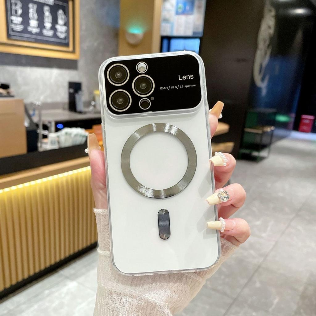 Применимо к iPhone 15 Гальванизированные Большие Окна Apple 14pro с Магнитным Хвостом 1312 Прозрачный Противоударный Защитный Чехол