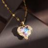 Trendy Heart OF Ocean Stainless Steel Cubic Zirconia Necklaces For Women Men Gold Color Metal Crystal Party Everyday Zircon