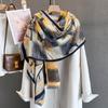 Осень новый универсальный клетчатый шарф с цветочным принтом персонализированный ретро цветовое сочетание цветочный узор шаль теплый шарф