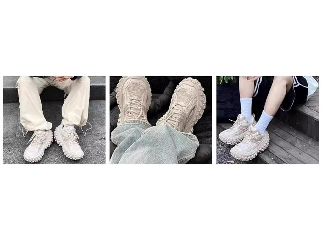 Весна 2026 Толстоподошвенные Потертые Кроссовки-Танки Папины Кроссовки - Коллекция Увеличивающая Рост для Женщин и Мужчин