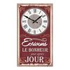 [Q4514] - Настенные часы «Сообщения» бордового цвета (Напишем счастье день за днем) - 49x28 см