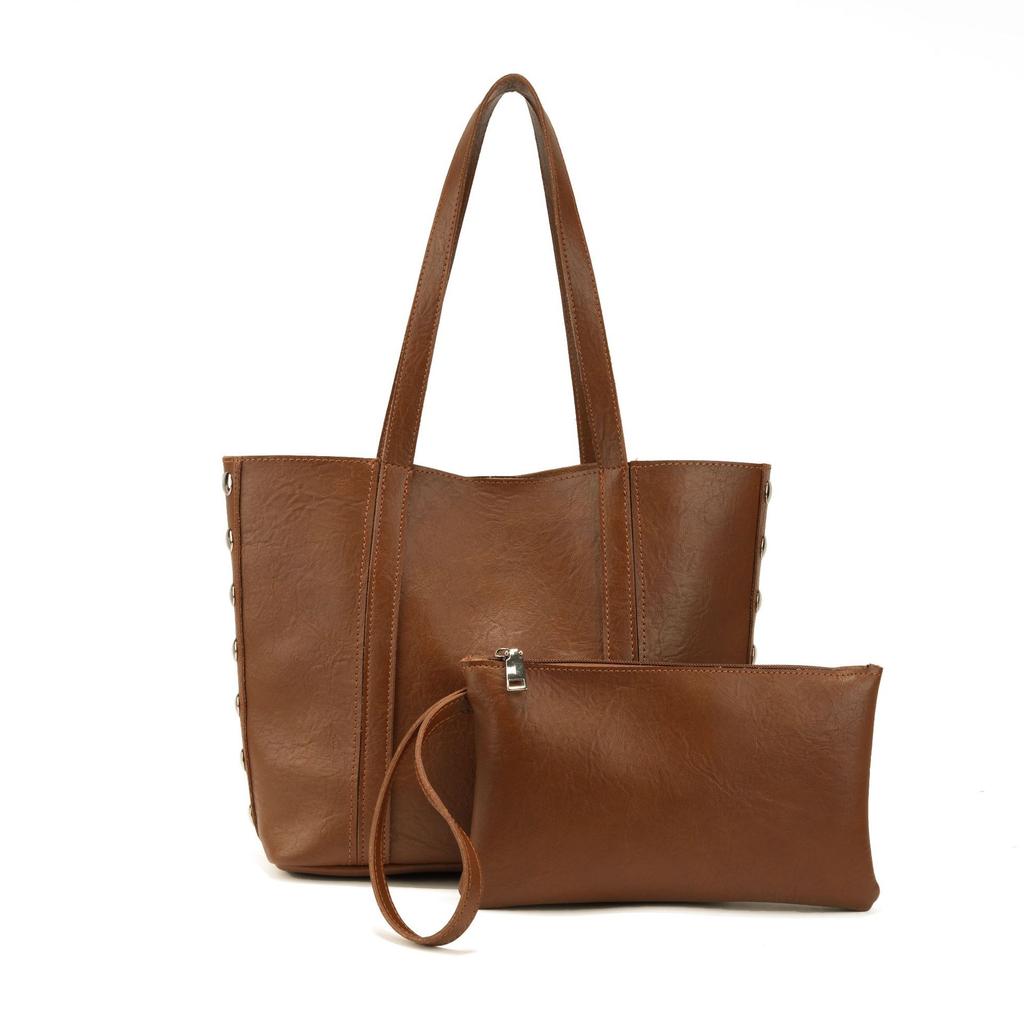 Casual Rivet Tote Bags for Women Soft PU Leather Shoulder Bag Big Studded Shopper Purses and Handbags Luxury Designer Bags