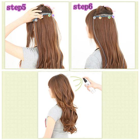 Women Beauty Full Head Clip Curly Hair Extension Wavy Synthetic Wig