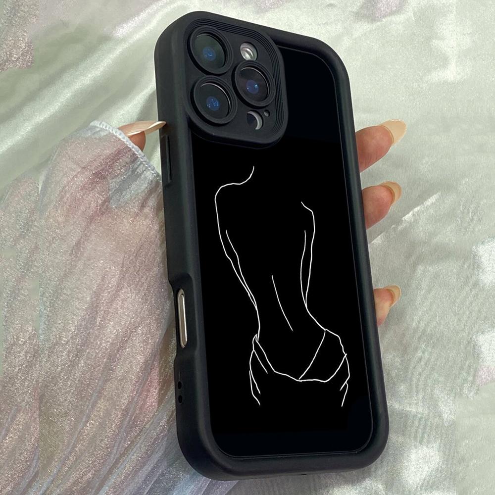 JT383 Эстетичный рисунок в одну линию для боди-арта для iPhone 17 16 15 14 13 Pro Max Samsung S26 S25 Ultra A17 A07 A56 A16 Xiaomi 15T Redmi 15c Note 14 13 12 Мягкий чехол