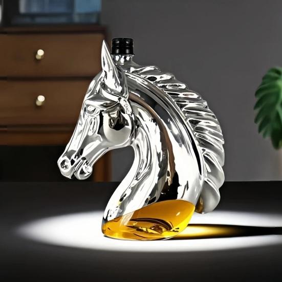Графин для виски в виде лошадиной головы, креативная стеклянная бутылка для ликера с силиконовой пробкой, 350 мл, персонализированная подарочная бутылка для виски для любителей виски