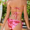 Women's Bikini Suit, Tie-dyed Marble Print, Neck-hanging Triangular Bikini Swimsuit, Various Ways To Wear It