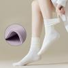 Женские весенне-летние носки, однотонные черные носки до середины икры с отделкой ушками, кроссовки, универсальные женские носки