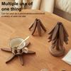 1/3/4/5Pcs Walnut Wooden Trivets with Stand Heat-Resistant Hot Pads for Pots Pans Christmas Tree Shape Design Coasters Kitchen Table Decor Gift