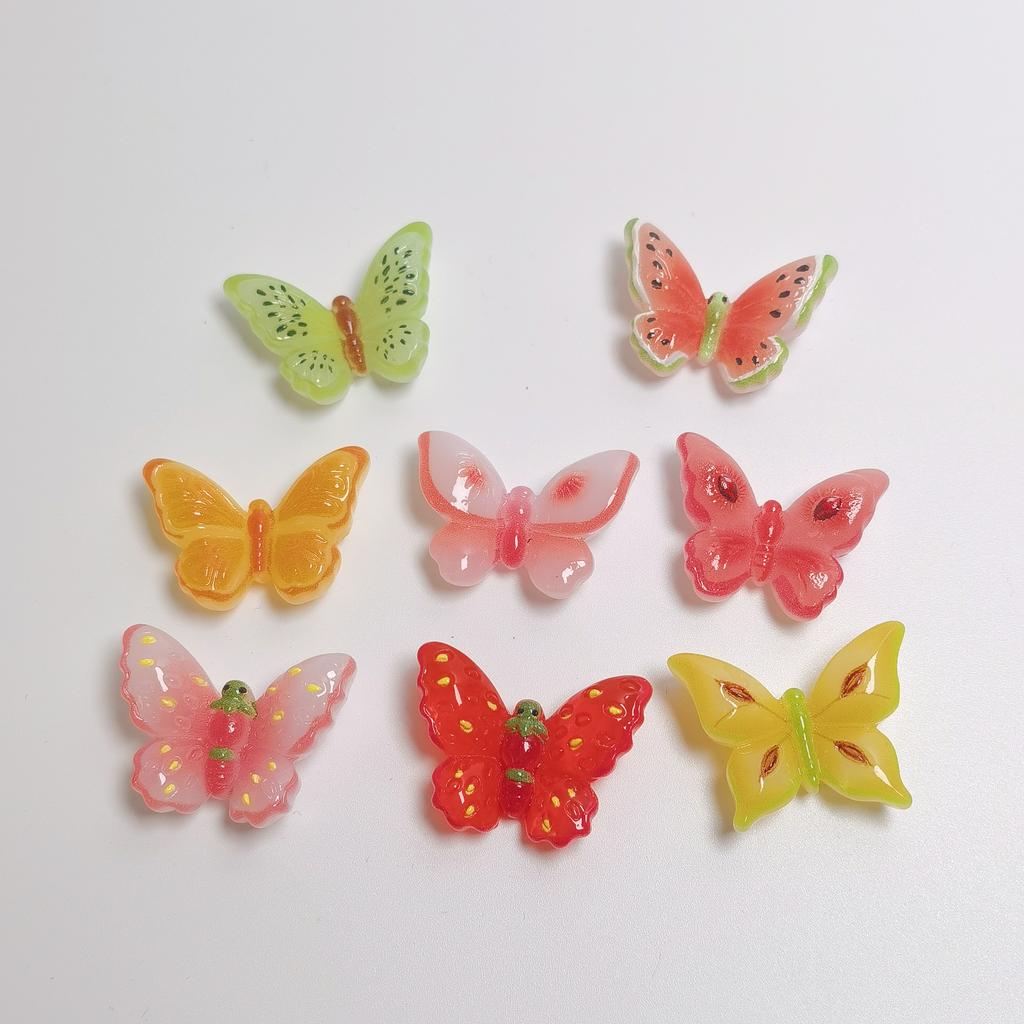 New Style Kawaii Fruit Butterfly Resin Charms for DIY Crafts Nail Art Flatback Rhinestone Scrapbooking Hair Clips Jewelry Making