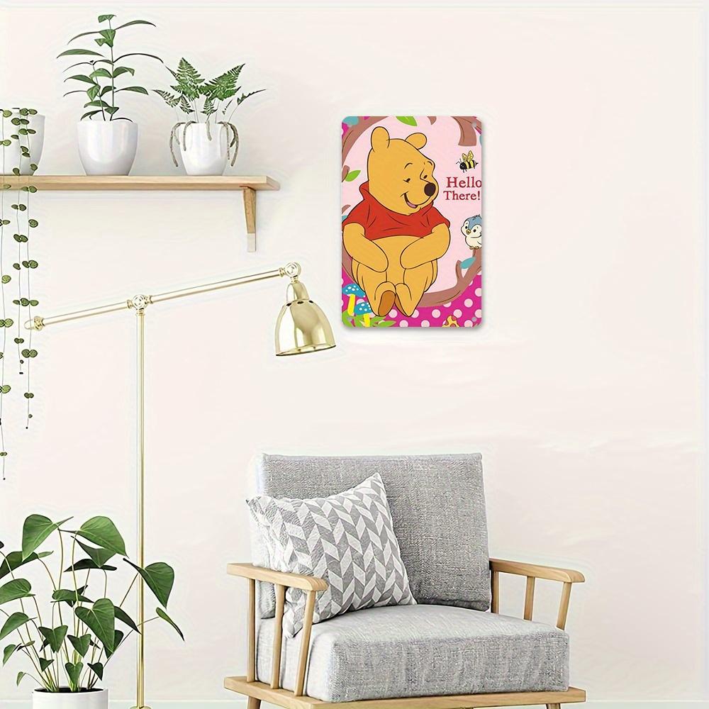 1pc "Hello There!" Metal Tin Sign 8x12 Inch - Vintage Wall Art with Winnie, Piglet, Tigger & Eeyore, Colorful Floral & Polka Dot