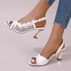 Spring Summer Autumn Fashion Women's Mesh High Heel Sandals Peep Toe Buckle Strap Slingback Shoes Party Versatile Dress Sandals Soft