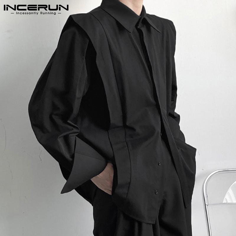 INCERUN Spring Ruffle OL Shirts with Long Sleeve Lapel Neck