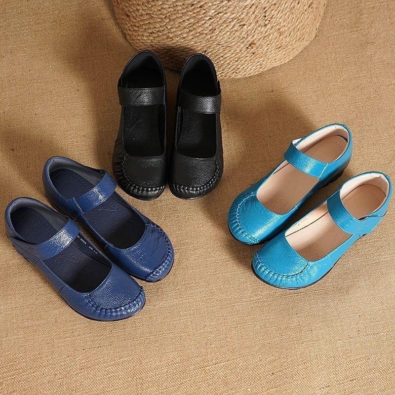 New Japanese School Uniform Shoes Women Flats Mary Jane Shoes With Hook Loop Ladies Leather Flat Shoes Black Loafers Nurse Shoes