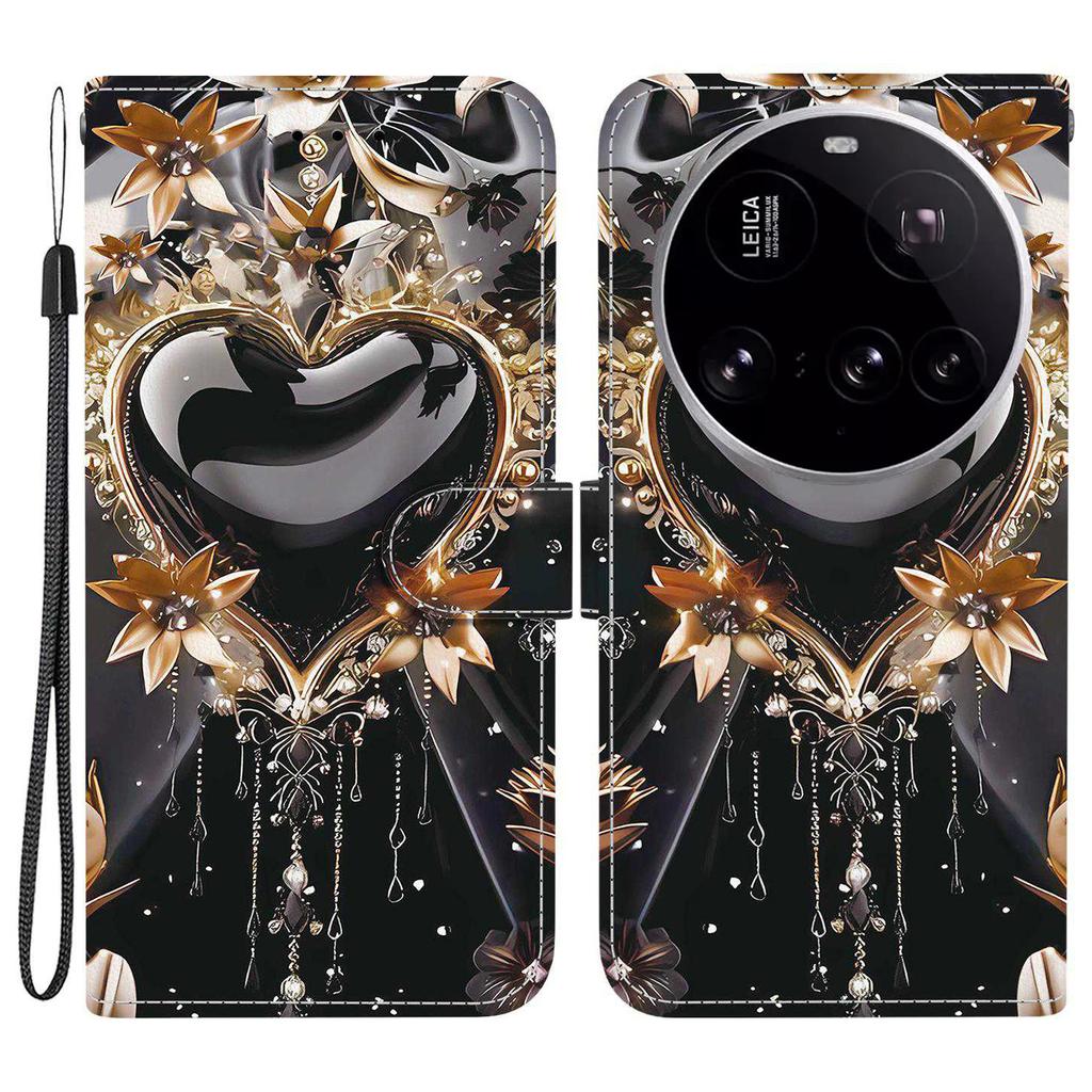 For Xiaomi 15 Ultra Wallet Case Pattern Printing Leather Stand Phone Cover with Strap