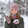 3 шт./комплект Теплый вязаный комплект: шапка и снуд, утолщенные перчатки с сенсорным экраном для мужчин и женщин