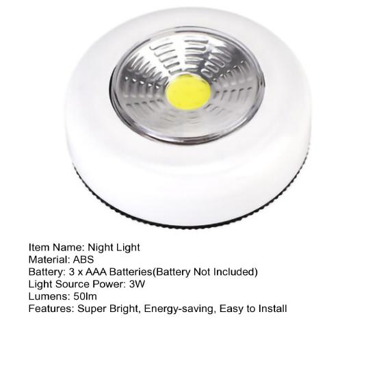 Беспроводной светодиодный ночник, маленькая круглая лампа, суперяркая, высокая яркость, энергосберегающая лампа для установки под шкафом, сенсорное управление