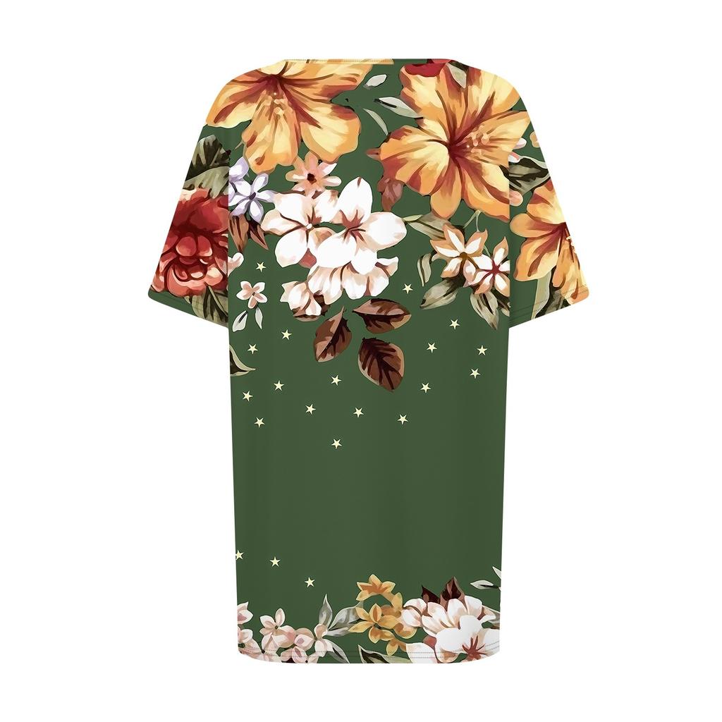 Женский модный повседневный топ с круглым вырезом и короткими рукавами с принтом, женские топы больших размеров