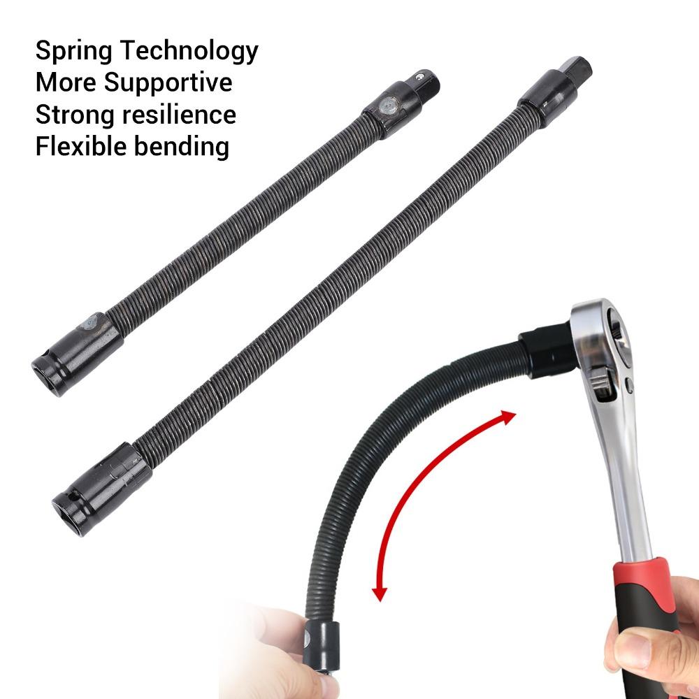 2pcs 1/2 Inch Drive Flexible Socket Extension Bar S2 Alloy Steel 250mm 350mm Bendable Socket Extender Spring Steel