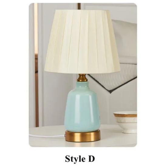 Европейские креативные розовые/синие керамические маленькие настольные лампы, тканевый абажур для детской комнаты, светодиодная лампа для прикроватной тумбочки, прихожей и студии AS009