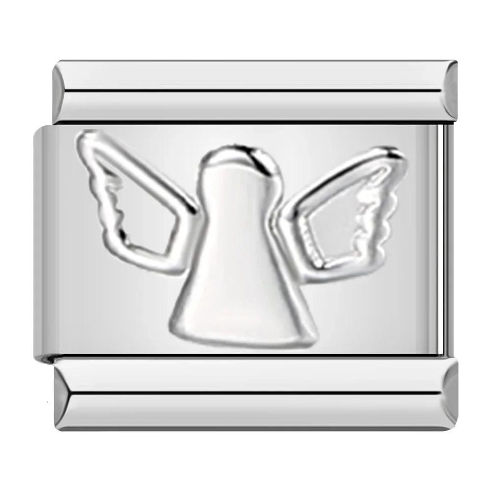 9mm Width Original Daisy Heart Flower Butterfly Cross Green Italian Charm Bracelet Stainless Steel Jewelry Making DJ001