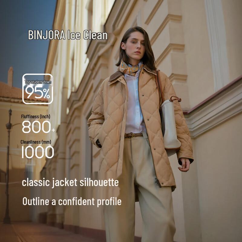BINJORA Унисекс Средней длины Куртка-сарай из 95% утиного пуха J5300JI70