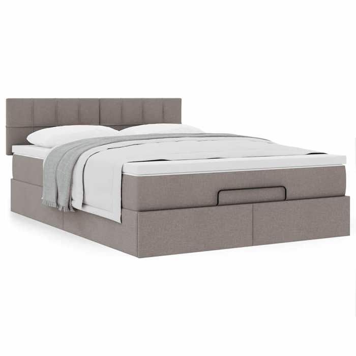 Maison Exclusive - Lit ottoman avec matelas taupe 140x190 cm tissu