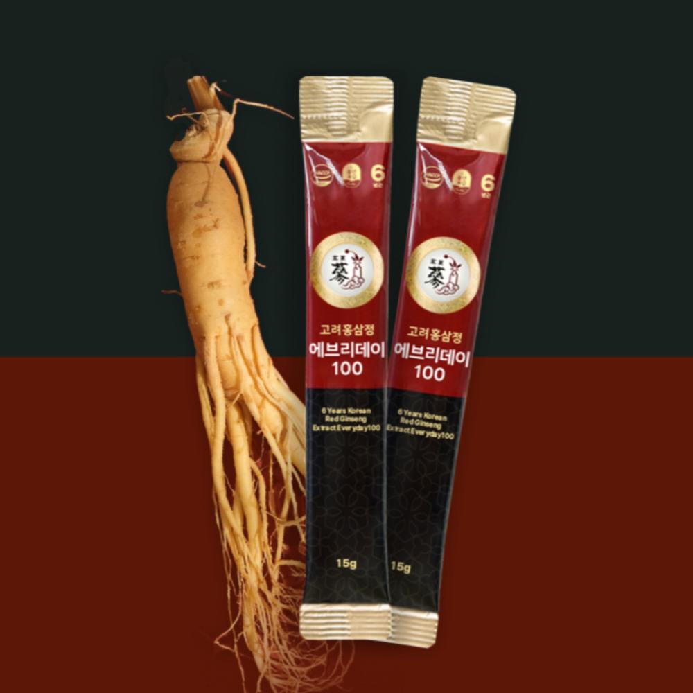 6-летний Корё Красный Женьшень Каждый День 100 / Палочка Красного Женьшеня 15 г x 100 палочек